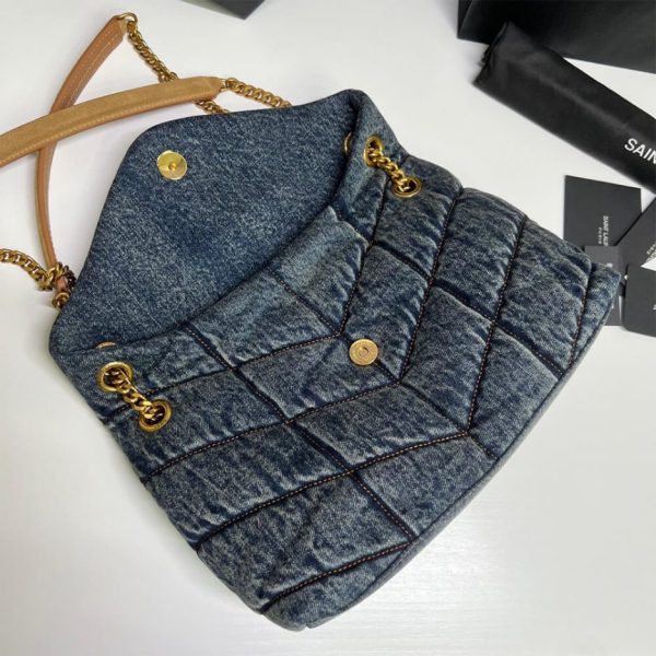 03e78b89189907ca9b27dd39ad578306 YSL PUFFER SMALL IN SUEDE AND DENIM
