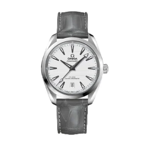 07cd41fd8b0313e934ce65f331db35ca Omega Aquaterra Men Automatic Silver Alligator Watch O22013382002001