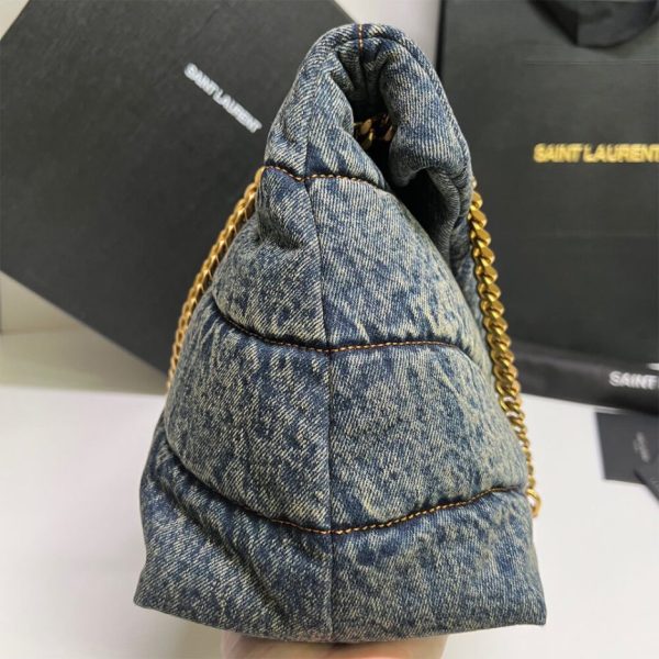1186982ac695b73f1369c1871dd0fb86 YSL PUFFER MEDIUM IN SUEDE AND DENIM