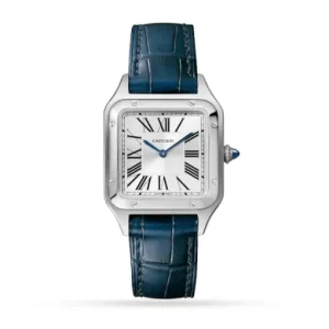 1310dc28dc750d4ec1d247c4eedf2e72 Cartier Santos-Dumont Women Quartz Silver Alligator Watch WSSA0023