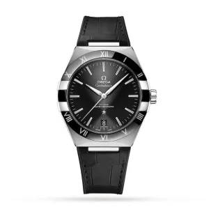 24422b98c4cae35fead70dddbd821166 Omega Constellation Men Automatic Black Leather Watch O13133412101001