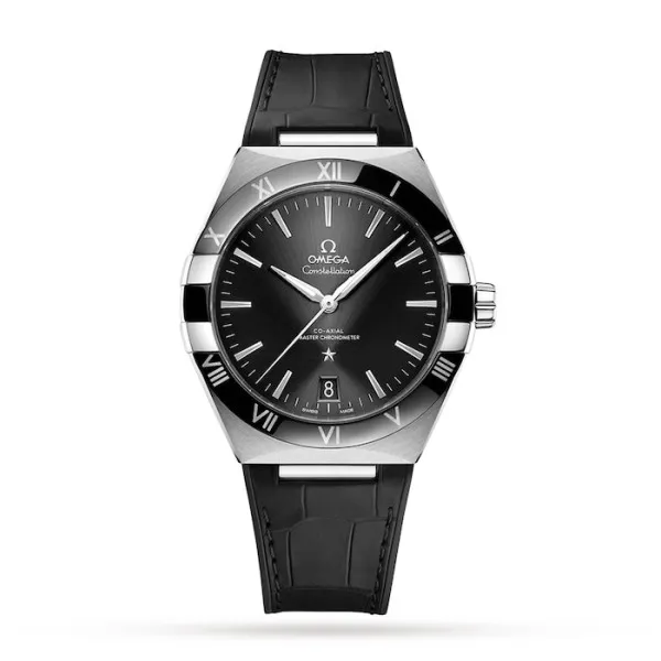 24422b98c4cae35fead70dddbd821166 Omega Constellation Men Automatic Black Leather Watch O13133412101001