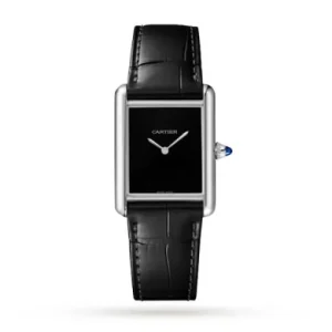 311c5acc9e9694ae8e538fe071b478e9 Cartier Tank Must Women Quartz Black Alligator Watch WSTA0072