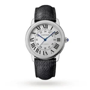 3992e05bca96e621f3f57c1bacfcd87b Cartier Ronde de Cartier Men Automatic Silver Leather Watch WSRN0022