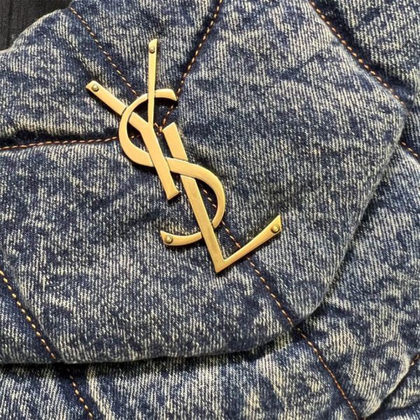 3ad7f9e82f4c191bbe9db42dfebe0d6d YSL PUFFER MEDIUM IN SUEDE AND DENIM
