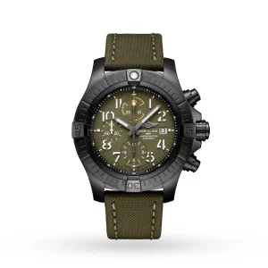 40dd63b1d31f28e37ab55ec98218c291 Breitling Avenger Men Automatic Green Leather Watch V13317101L1X2