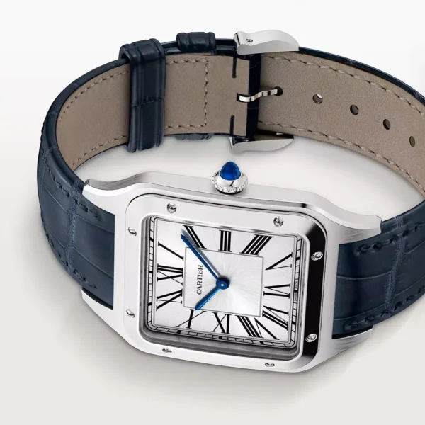416faeec83e8cd8e270816bad7e45560 Cartier Santos-Dumont Men Quartz Silver Alligator Watch WSSA0022