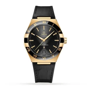 4327c3e337f3f113584f76eebfbb1048 Omega Constellation Men Automatic Black Leather Watch O13163412101001