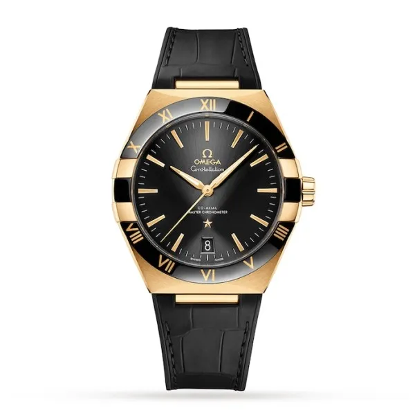 4327c3e337f3f113584f76eebfbb1048 Omega Constellation Men Automatic Black Leather Watch O13163412101001