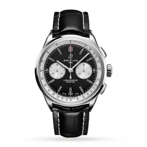 46ec5359bbd7716805d9f4d22103a207 Breitling Premier Men Automatic Black Alligator Watch AB0118371B1P1