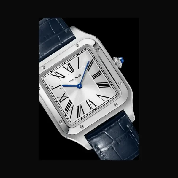 478e950433ab1f030893a609628eb77d Cartier Santos-Dumont Men Quartz Silver Alligator Watch WSSA0022