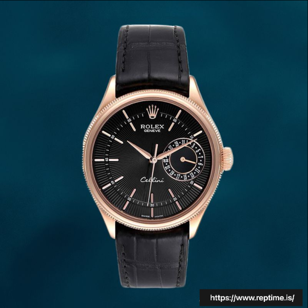Rolex Cellini 39mm Men’s m50515-0011 Black Dial Leather Strap