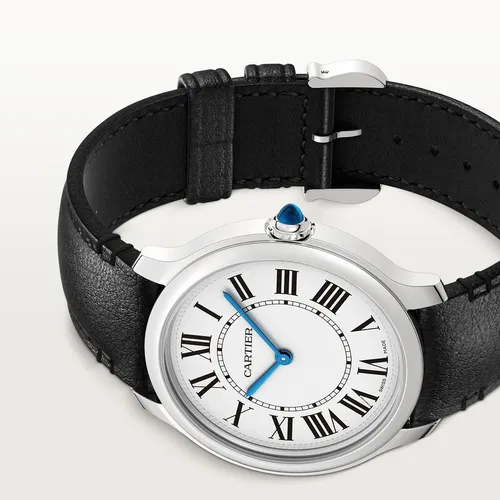 Cartier Ronde Must Men Quartz Silver Calf Watch WSRN0031