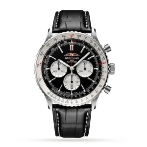 51299e00e2023a5272fa540e965dfde4 Breitling Navitimer Men Automatic Black Alligator Watch AB0137211B1P1