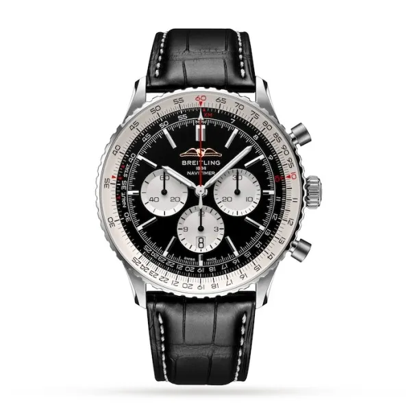 51299e00e2023a5272fa540e965dfde4 Breitling Navitimer Men Automatic Black Alligator Watch AB0137211B1P1