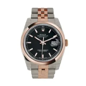 ROLEX DATEJUST BLACK DIAL STAINLESS STEEL 36MM SWISS REPLICA 126201.1