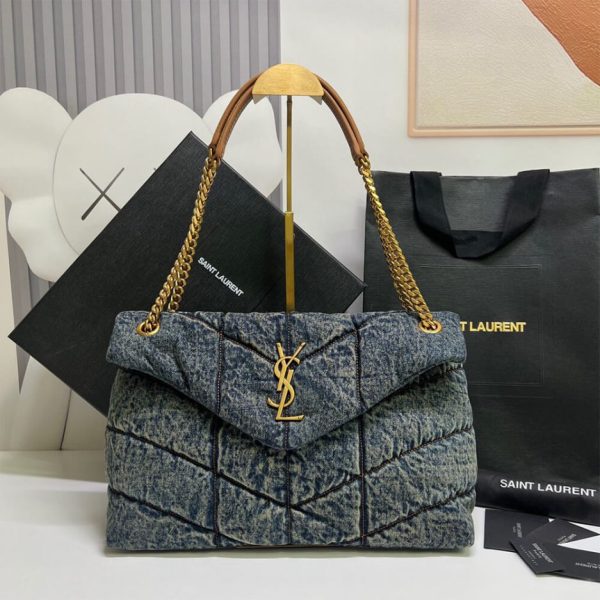6399d328691b203b251dc865455be659 YSL PUFFER MEDIUM IN SUEDE AND DENIM