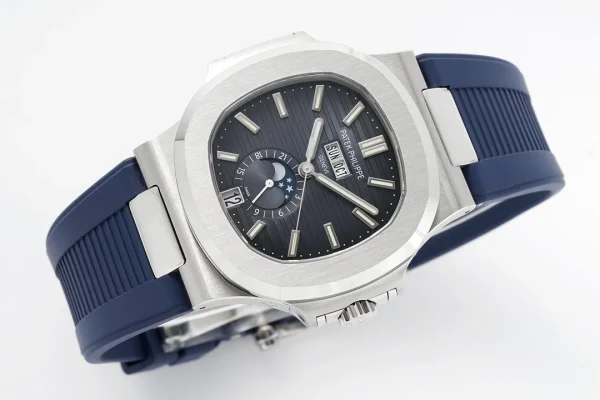 Patek Philippe Blue Nautilus Rubber Strap Watch