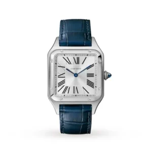 731900d1734465b5beabdc86c062e0a3 Cartier Santos-Dumont Men Quartz Silver Alligator Watch WSSA0022