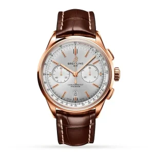 762c6e82e72e9a21d6a9820622ab0f13 Breitling Premier Men Automatic Silver Alligator Watch RB0118371G1P1