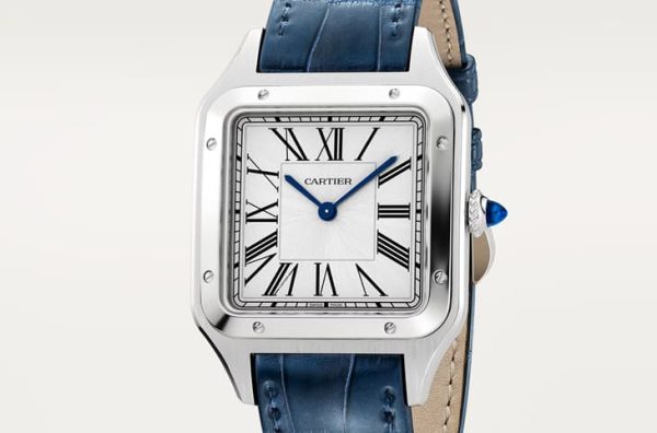 78b272cf0b7877601b0a2b6a38ea335b Cartier Santos-Dumont Women Quartz Silver Alligator Watch WSSA0023