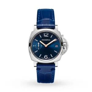 8509f6fc1faeb5f4e363455616581d33 Panerai Luminor Due Unisex Automatic Blue Alligator Watch PAM01273