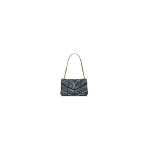 YSL PUFFER SMALL IN SUEDE AND DENIM