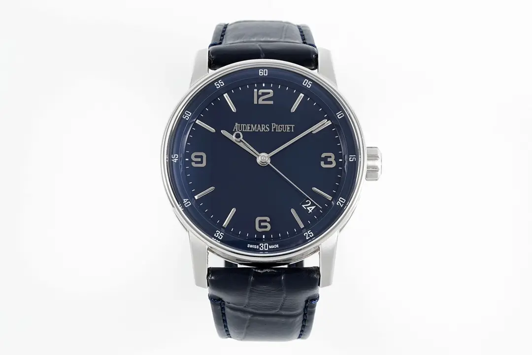 8b55161dceed4c177a2891a18d2c8893 watch Audemars Piguet CODE 11.59 Blue Dial Three-Hand Automatic Watch with Leather Strap