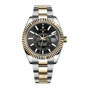 8c4ba2f4db24390def57f0c6d5dc8bf0 Rolex Sky Dweller Black Dial Gold Bezel Two Tone Oyster 326933