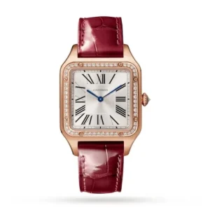 9063b9f8110ee71e0f9a1eab50e6dbd6 Cartier Santos-Dumont Men Quartz Silver Leather Watch WJSA0016
