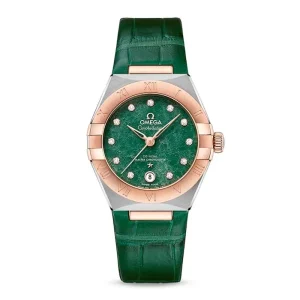 9c6f4d5f743da3a4039158a233af5f43 Omega Constellation Women Automatic Green Leather Watch O13123292099001