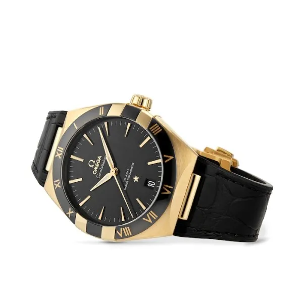 a02c8e28487104abb0c467666677cefe Omega Constellation Men Automatic Black Leather Watch O13163412101001