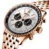 Breitling Navitimer Men Automatic Silver 18ct Rose Gold Watch RB0137241G1R1