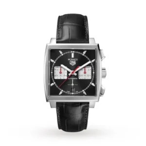 a801a5e823f4d18569943df0bcffecb3 TAG Heuer Monaco Men Automatic Black Alligator Watch CBL2113.FC6177