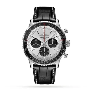 b5bca7dd28a8e8e14c1c5970cce6bfc3 Breitling Navitimer Men Automatic Silver Alligator Watch AB0138241G1P1
