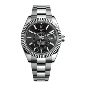b8e6e459d947f272a8fac6ba240bacea ROLEX SKY DWELLER BLACK DIAL STAINLESS STEEL 42MM SWISS REPLICA 326139.1