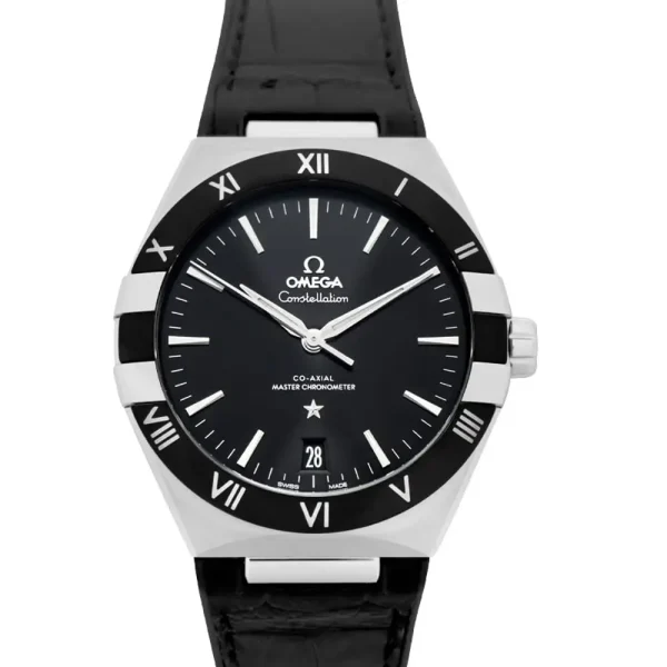 b93e74986ae978953b8ef2eb2e8d59fd Omega Constellation Men Automatic Black Leather Watch O13133412101001