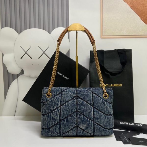 c2f7488b5001796e5cd146e99f4bdf39 YSL PUFFER SMALL IN SUEDE AND DENIM
