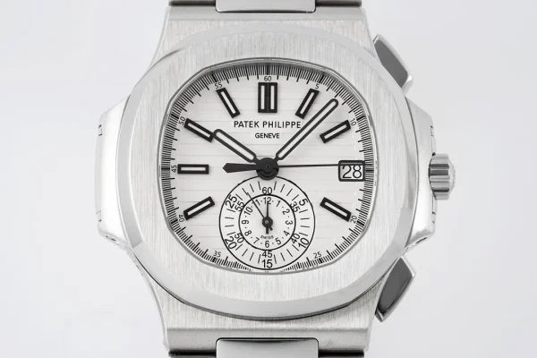 c33377ce22c353102fa57425019a2aed Patek Philippe Silver Nautilus Chronograph Watch