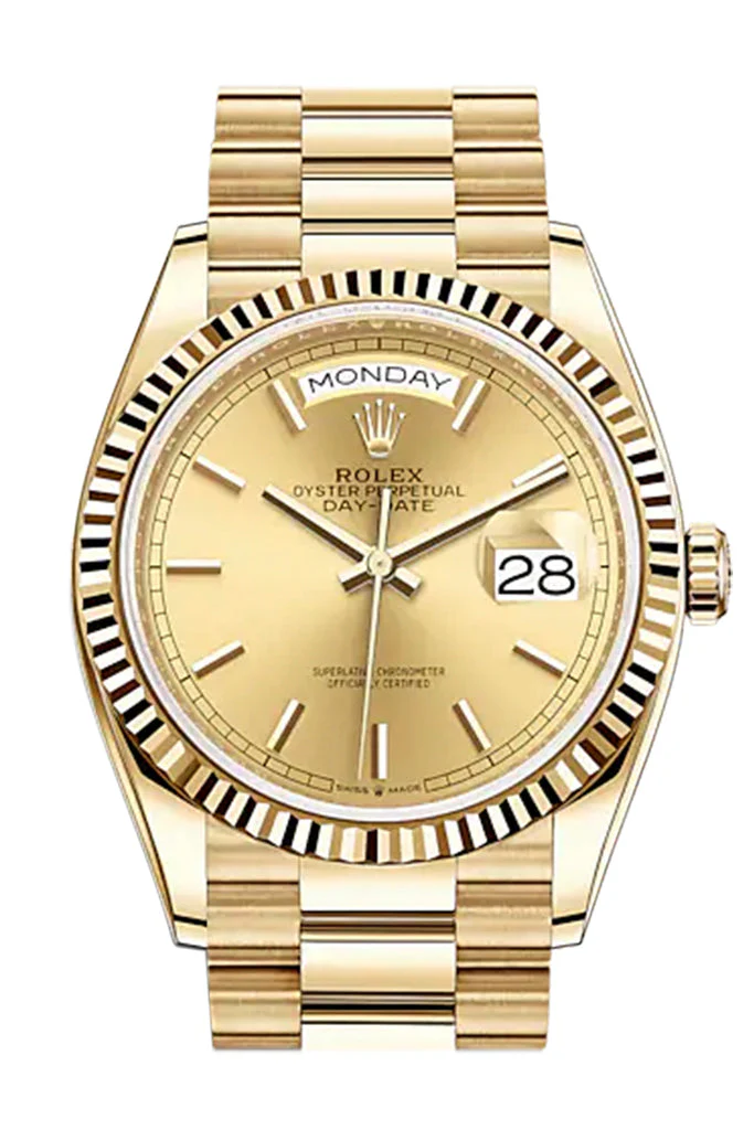 c46b135e14464e092ba43e70250fb8cf ROLEX DAY DATE CHAMPAGNE DIAL 18K YELLOW GOLD 36MM SWISS REPLICA m128238.0045