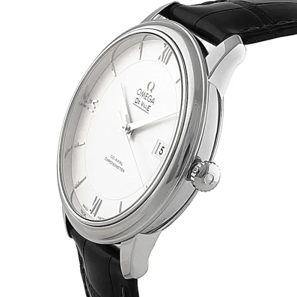 c8de393a3d3170a2b07f81de4d740de2 Omega De Ville Men Automatic Silver Leather Watch O42413402002001
