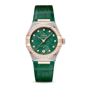 ca7f81cfaba9e3aa39d9d0f318fa3308 Omega Constellation Women Automatic Green Leather Watch O13128292099001