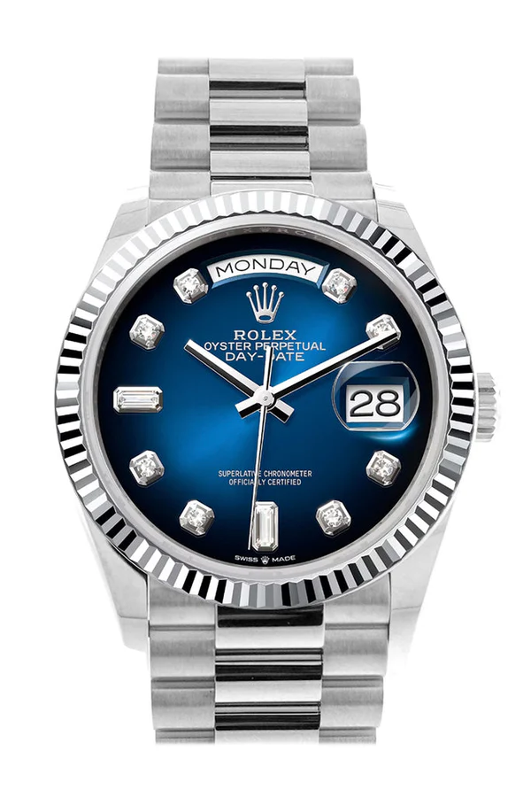 cb8e9aa3573dff843da376619bf4ff46 ROLEX DAY DATE BLUE DIAL SAPPHIRE CRYSTAL 36MM SWISS REPLICA m128239.0023