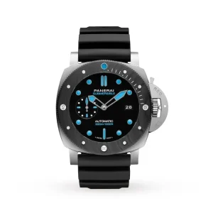 cf8e892226fc1672fcb1791ebe10f9f2 Panerai Submersible Men Automatic Black Rubber Watch PAM00799