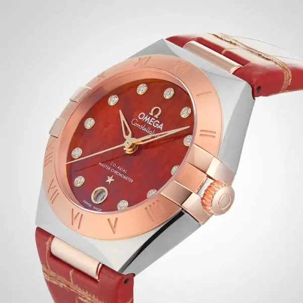 Omega Constellation Women Automatic Red Leather Watch O13123292099002