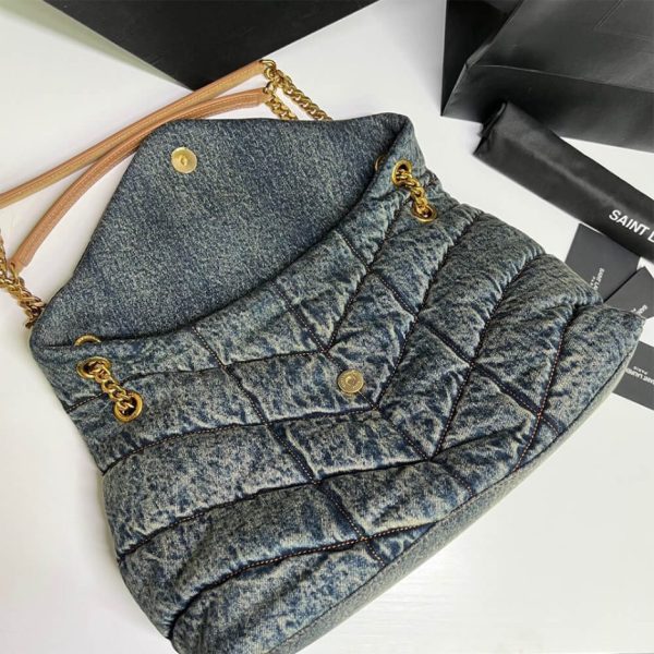 d66759ba168a29ec24939e04ad38ca3c YSL PUFFER MEDIUM IN SUEDE AND DENIM
