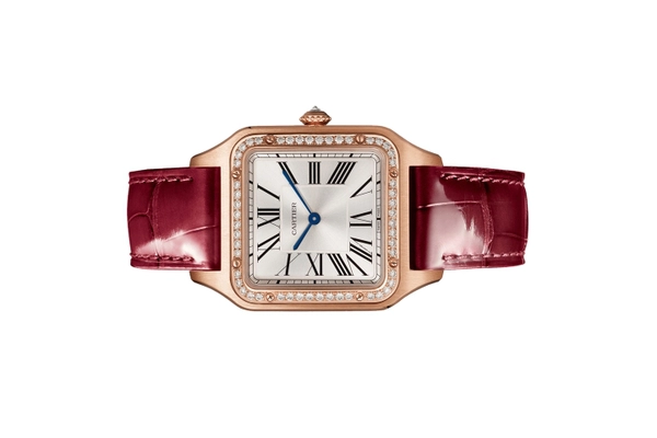 Cartier Santos-Dumont Men Quartz Silver Leather Watch WJSA0016