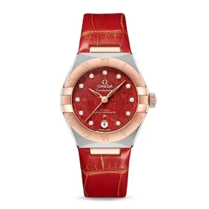 d882df9d9ead0f2e66cbe8cb2b8552f8 Omega Constellation Women Automatic Red Leather Watch O13123292099002