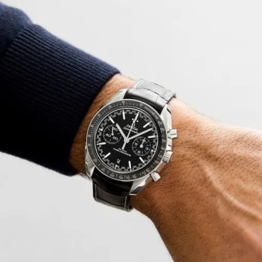 da866c836ab36600e216e5acb296b49b Omega Speedmaster Men Automatic Black Calf Watch O32933445101001