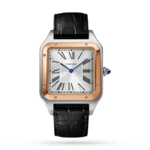 ea2d87b83aad2b66f0e9f40993b4b85b Cartier Santos-Dumont Men Automatic Silver Stainless Steel & 18ct Rose Gold Watch W2SA0017